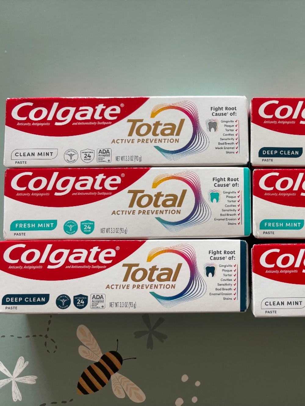 6 Colgate Total Active Prevention 3.3oz